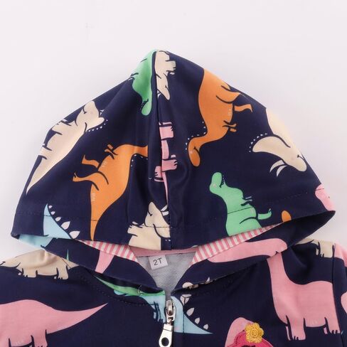 RETSUGO Girls Zip Up Hoodie Jacket Toddler Unicorn Rainbow Sweatshirt Kids Hooded Coat Casual Outerwear Size 2-7 Years in Saudi Arabia