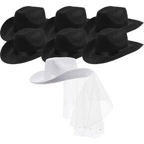 Pop Fizz Designs Bachelorette Cowgirl Hats Includes Bride White Cowboy Hat and Cowgirl Hats