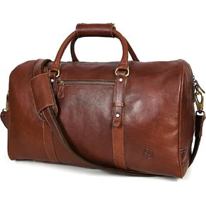 Leather Travel Duffel Bag | Gym Sports Bag Airplane Luggage Carry-On Bag | Gift for Father's Day By Aaron Leather Goods (Blue) 20 x 11 x 9 Inch