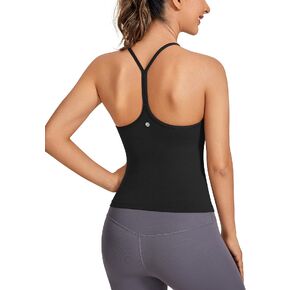 CRZ YOGA Butterluxe Racerback Tank Tops for Women - Scoop Neck Spaghetti Strap Padded Workout Camisole with Built in Bra in Saudi Arabia
