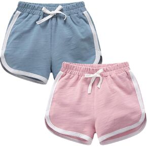 Girls Boys 3 Pack Running Athletic Cotton Shorts, Kids Baby Workout and Fashion Dolphin Summer Beach Sports