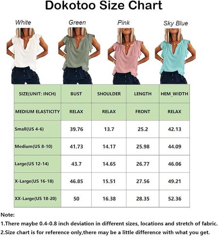 Dokotoo Women's Casual V Neck Ruffle Sleeve Summer Tank Tops Shirts in Kuwait
