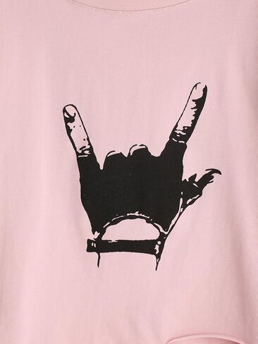SweatyRocks Women's Short Sleeve T Shirt Graphic Print Distressed Crop Top in Saudi Arabia