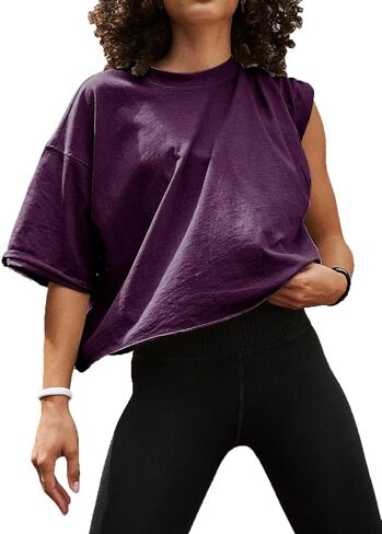 Women's Summer Short Sleeve Crop Tops Cotton Athletic Yoga Running T-Shirts | Basic Stretch Casual Crop Top, Summer Sweat Shirt, Active Womens Golf Tops, Crew Neck Gym Hiking Yoga Shirts for Women in Saudi Arabia