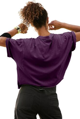 Women's Summer Short Sleeve Crop Tops Cotton Athletic Yoga Running T-Shirts | Basic Stretch Casual Crop Top, Summer Sweat Shirt, Active Womens Golf Tops, Crew Neck Gym Hiking Yoga Shirts for Women in Saudi Arabia