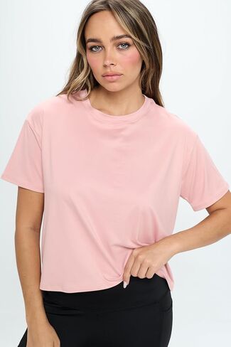 Knit Riot Women’s Crop Top – Short Sleeve Soft Boxy Crewneck Casual Active Workout Yoga Running Cropped Tee T Shirts in Kuwait