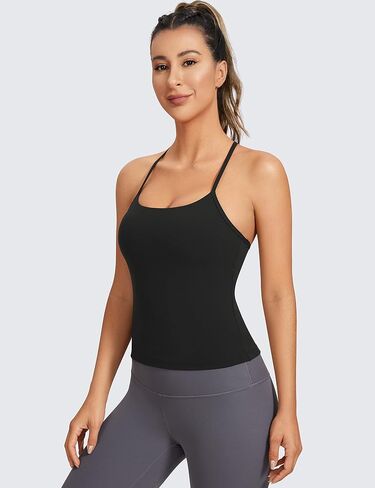قمصان بدون أكمام CRZ YOGA Butterluxe Racerback للنساء - قميص داخلي مبطن بحزام سباغيتي مع حمالة صدر مدمجة in Kuwait