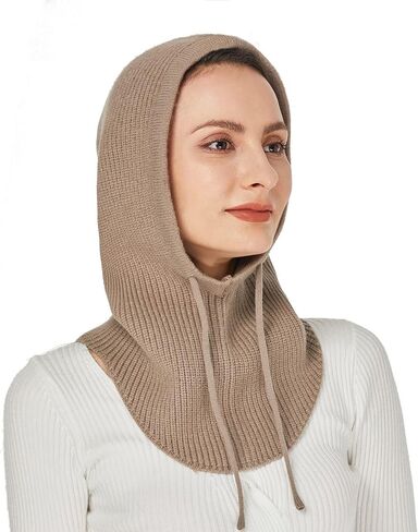 قبعات الشتاء Facecozy للنساء، قبعة وشاح دافئة بغطاء للرأس للنساء قبعة جمجمة بالاكلافا متماسكة مع رباط in Kuwait