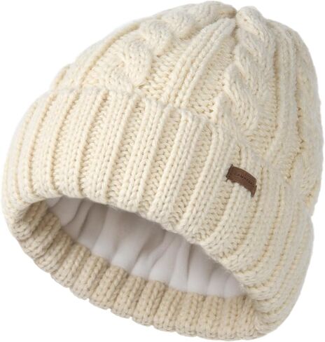 Camptrace Fleece Lined Cable Knit Winter Hats for Women Beanie Hat Warm Snow Ski Skull Cap Beige in Saudi Arabia