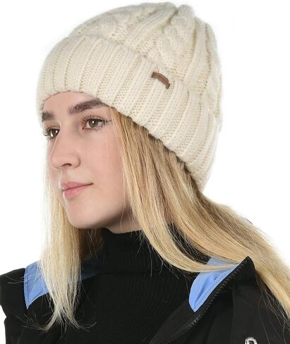 Camptrace Fleece Lined Cable Knit Winter Hats for Women Beanie Hat Warm Snow Ski Skull Cap Beige in Saudi Arabia