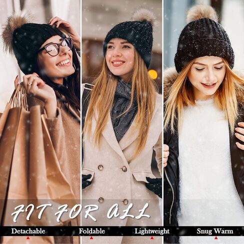قبعات شتوية من Nimalpal للنساء - قبعة شتوية للنساء مع فراء صناعي دافئ وقبعة جمجمة سميكة قبعة صغيرة سوداء in Kuwait