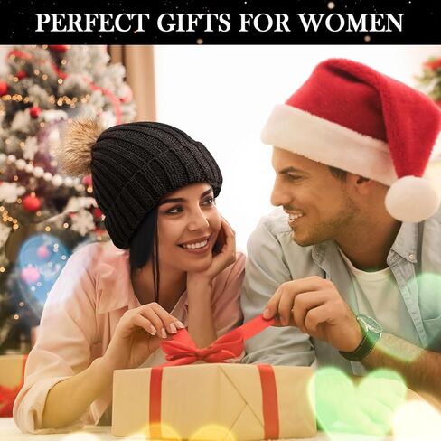 قبعات شتوية من Nimalpal للنساء - قبعة شتوية للنساء مع فراء صناعي دافئ وقبعة جمجمة سميكة قبعة صغيرة سوداء in Kuwait