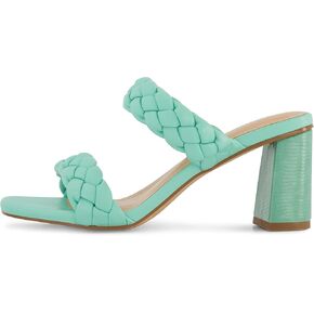 Dunes Iris Chunky Braided Heel Sandals for Women, Block Heel Square Toe Summer Sandals with Memory Foam in Saudi Arabia