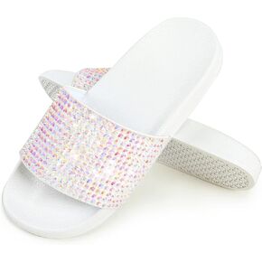 Fur Story Womens Slides House Slippers Rhinestone Glitter Slides Cute bling Flat for Women Platform Sandals Cozy Bedroom Slippers Shower Shoes in Saudi Arabia