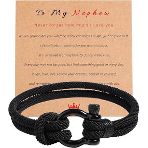 DLYFNVEV To My Son Grandson Nephew Brother Nautical Bracelet For Men, Christmas Birthday Graduation Son Bracelet Gifts From Mom And Dad, Braided Rope Bracelet For Men