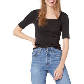 Amazon Essentials Women's Slim-Fit Half Sleeve Square Neck T-Shirt