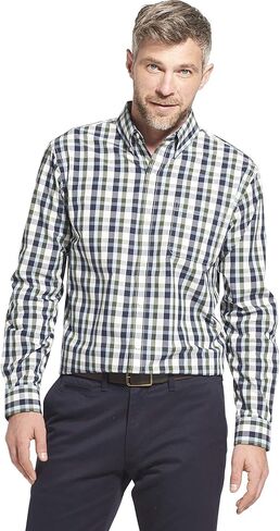 Arrow 1851 Men's Hamilton Poplins Long Sleeve Button Down Plaid Shirt in Saudi Arabia
