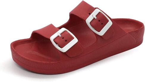 Luffymomo Women's Eva Double Buckle Slides Sandals | Soft Footbed Adjustable Slip on Sandals, Comfortable Summer Beach in Saudi Arabia