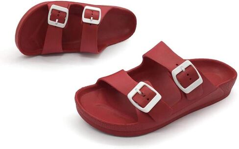 Luffymomo Women's Eva Double Buckle Slides Sandals | Soft Footbed Adjustable Slip on Sandals, Comfortable Summer Beach in Saudi Arabia