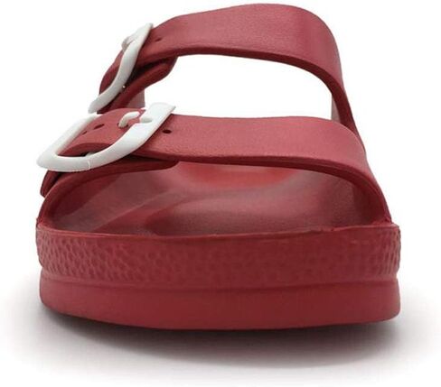 Luffymomo Women's Eva Double Buckle Slides Sandals | Soft Footbed Adjustable Slip on Sandals, Comfortable Summer Beach in Saudi Arabia