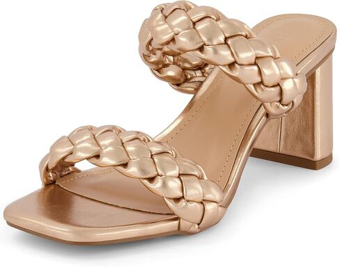 Dunes Iris Chunky Braided Heel Sandals for Women, Block Heel Square Toe Summer Sandals with Memory Foam in Saudi Arabia