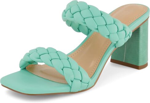 Dunes Iris Chunky Braided Heel Sandals for Women, Block Heel Square Toe Summer Sandals with Memory Foam in Saudi Arabia