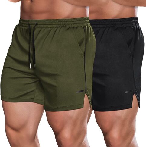 COOFANDY Men's 2 Pack Gym Workout Shorts Mesh Lightweight Bodybuilding Pants Training Running Sports Jogger with Pockets in Kuwait