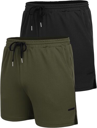 COOFANDY Men's 2 Pack Gym Workout Shorts Mesh Lightweight Bodybuilding Pants Training Running Sports Jogger with Pockets in Kuwait