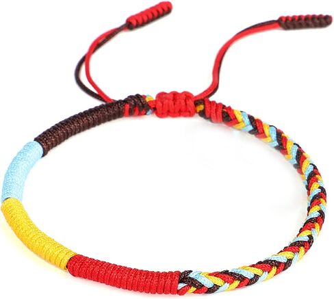 COLORFUL BLING Handmade Weave Tibetan Buddhist Woven Knots Bracelets Mens Womens Lucky Red String Bracelets for Protection Jewelry in Kuwait