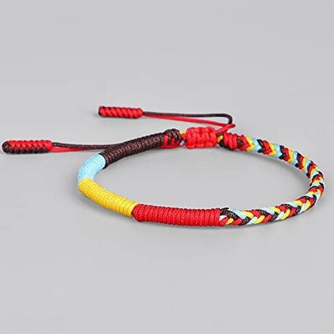 COLORFUL BLING Handmade Weave Tibetan Buddhist Woven Knots Bracelets Mens Womens Lucky Red String Bracelets for Protection Jewelry in Kuwait