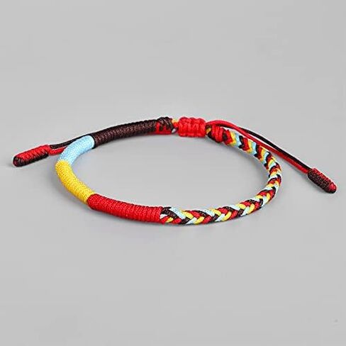 COLORFUL BLING Handmade Weave Tibetan Buddhist Woven Knots Bracelets Mens Womens Lucky Red String Bracelets for Protection Jewelry in Kuwait