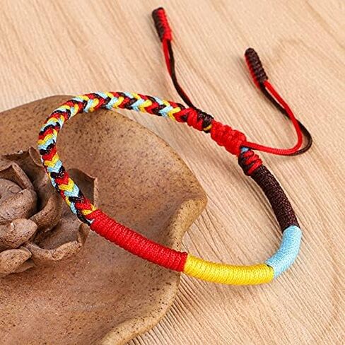 COLORFUL BLING Handmade Weave Tibetan Buddhist Woven Knots Bracelets Mens Womens Lucky Red String Bracelets for Protection Jewelry in Kuwait