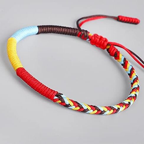 COLORFUL BLING Handmade Weave Tibetan Buddhist Woven Knots Bracelets Mens Womens Lucky Red String Bracelets for Protection Jewelry in Kuwait