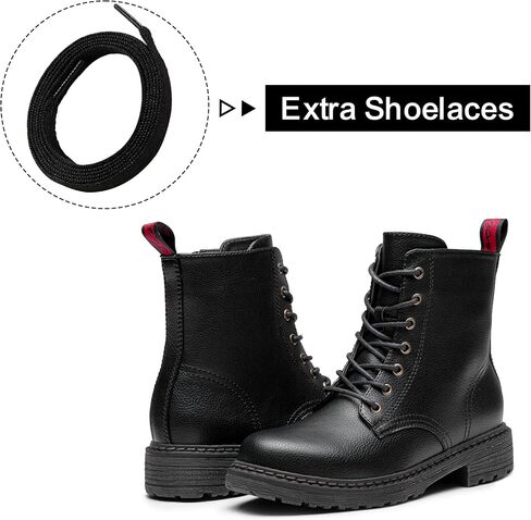 Women's Combat Boots Lace Up Ankle Booties with Side Zipper | Short, flat, comfortable, fashion casual dress style, low heel, motorcycle, work, everyday wear in Saudi Arabia