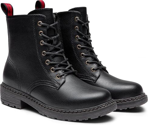 Women's Combat Boots Lace Up Ankle Booties with Side Zipper | Short, flat, comfortable, fashion casual dress style, low heel, motorcycle, work, everyday wear in Saudi Arabia