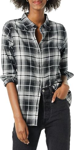 Amazon Essentials Women's Classic-Fit Long-Sleeve Lightweight Plaid Flannel Shirt in Saudi Arabia