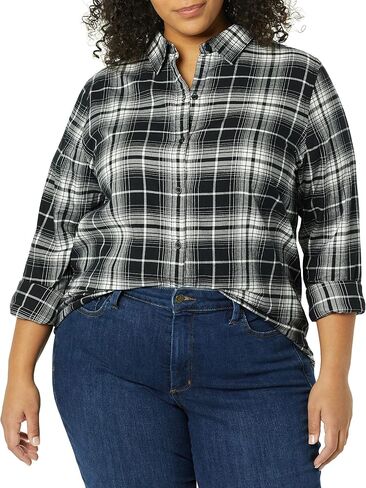 Amazon Essentials Women's Classic-Fit Long-Sleeve Lightweight Plaid Flannel Shirt in Saudi Arabia
