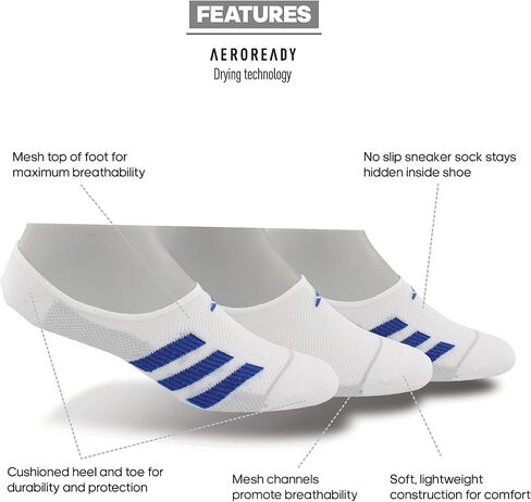 adidas Men's Superlite Stripe Super No Show Socks (3-Pair) in Kuwait