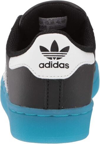adidas Originals Superstar Sneaker, Black/White/Signal Cyan, 1.5 US Unisex Little Kid in Saudi Arabia