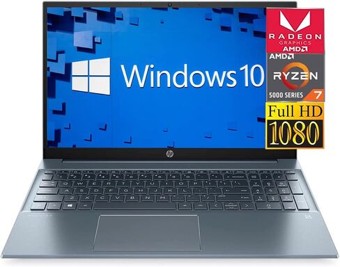 HP 2021 Pavilion Laptop, 15-inch Laptop, AMD Ryzen 7 5700U (>i7-1165G7), 32GB RAM, 1TB SSD, AMD Radeon Graphics, 15.6" Full HD, B&O Audio, WiFi 6, Bluetooth, Webcam with JAWFOAL in Kuwait