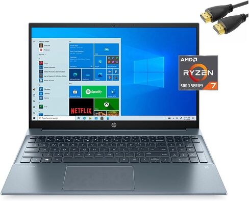 HP 2021 Pavilion Laptop, 15-inch Laptop, AMD Ryzen 7 5700U (>i7-1165G7), 32GB RAM, 1TB SSD, AMD Radeon Graphics, 15.6" Full HD, B&O Audio, WiFi 6, Bluetooth, Webcam with JAWFOAL in Kuwait
