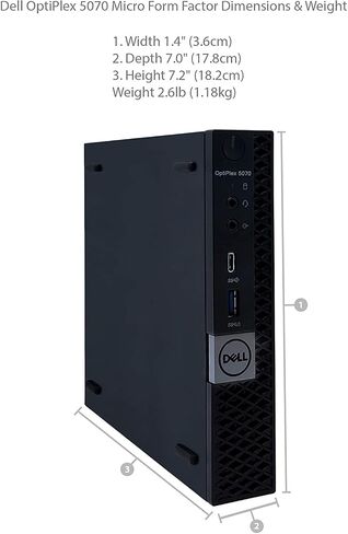Dell Optiplex 5070 Micro MFF Desktop PC Intel i3-9100T, 8GB DDR4 New 256GB M.2 NVMe SSD, WiFi BT HDMI New KB & Mouse Windows 11 Pro (Renewed) in Kuwait