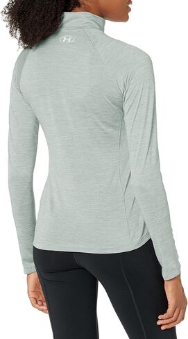 Under Armour Women's Standard Tech Twist ½ Zip Long Sleeve Pullover, (781) Opal Green/White/Metallic Silver, X-Small in Saudi Arabia