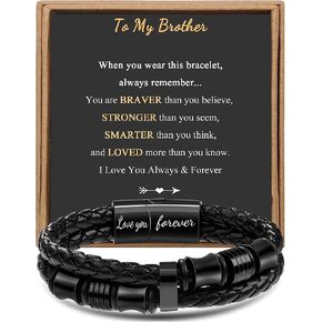 JoycuFF Birthday Gifts for Son from Mom Black Leather Bracelets for Son Love You Forever Handmade Jewelry to My Son Mens Bracelet Anniversary Graduation back to School Jewelry 8.5 Inches in Saudi Arabia