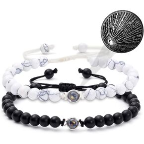 DSJLMOMO 100 Language I Love You Couples Bracelets, His And Her Matching Couple Gifts Bracelet Jewelry