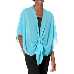 eXcaped Womens Evening Dress Shawl Wrap and Scarf Ring Set - Sheer Chiffon Cape