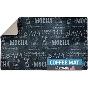 Drymate Coffee Maker Mat, (Coffee Station Bar Accessory) Protects Kitchen Countertops From Spills, Stains & Scratches, Absorbent, Waterproof, Washable (USA Made) (12" x 20") (Java Chalkboard) in Saudi Arabia