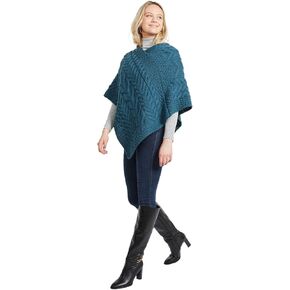 Irish Knit Poncho for Women Supersoft Merino Wool Triangular Cardigan Made in Ireland