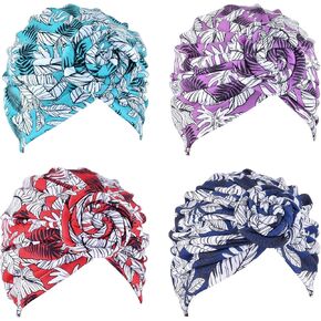 6 Pieces Women Turban Hat Head Wraps for Women Twist Knot Pre-Tied Bonnet Turbans for Women