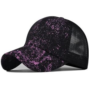 NeuFashion Criss Cross Hat Washed Distressed Glitter Mesh Womens Baseball Cap Dad Hat Ponytail Hat Messy Bun Trucker Ponycap in Kuwait